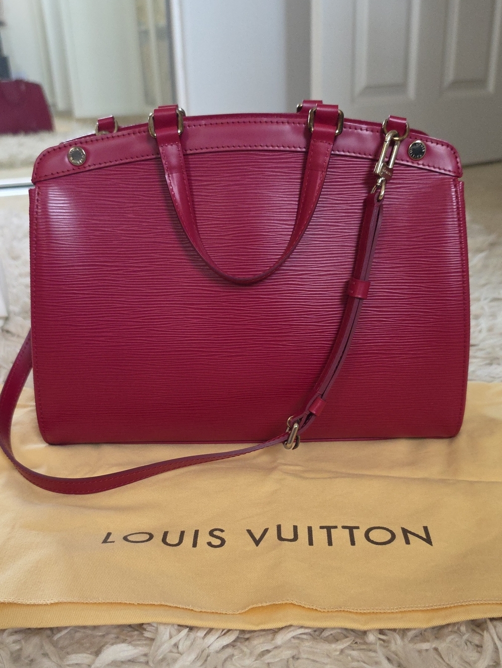 Louis Vuitton Red-Pink Epi Leather Brea MM with Shoulder Strap